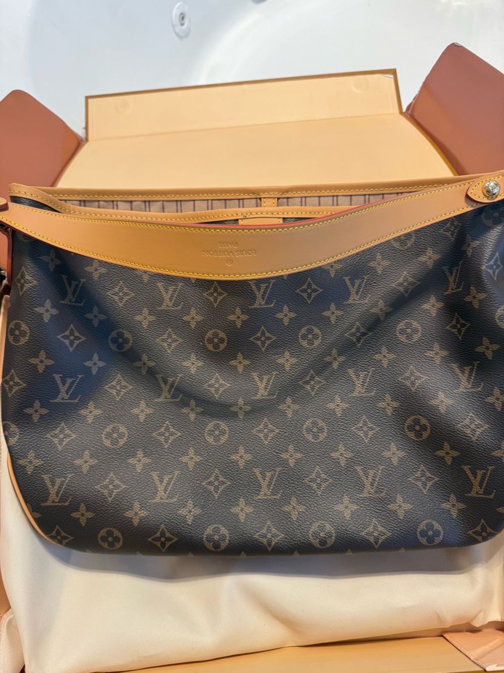 Louis Vuitton Monogram Canvas Shoulder Bag in Brown and Tan With Extra Mini Cros